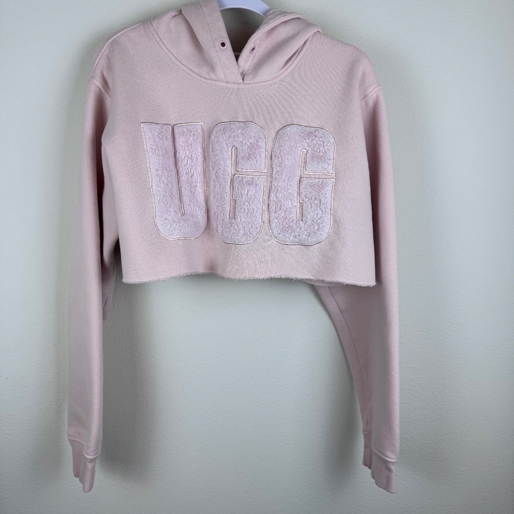 UGG Baby Pink Custom Cut-Off Cropped Long Sleeved Hoodie Sweatshirt Vibe Style